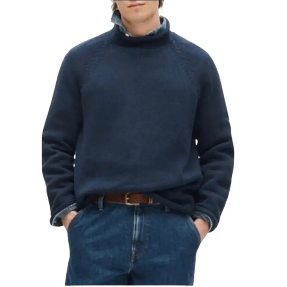 J. Crew Men's Heritage 1988 Cotton Roll-Neck Sweater Navy Size L NWT